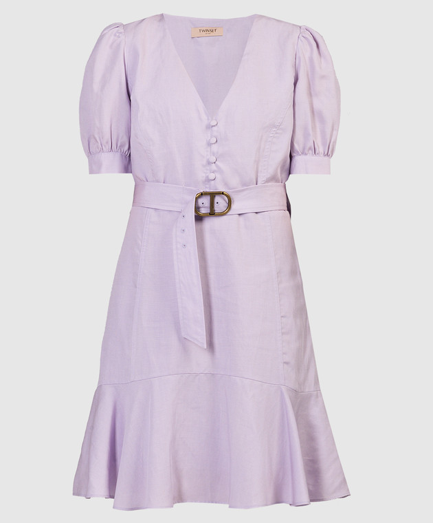 Twinset - Purple linen dress with flounce 241TP2521 - shop with European  delivery at Symbol
