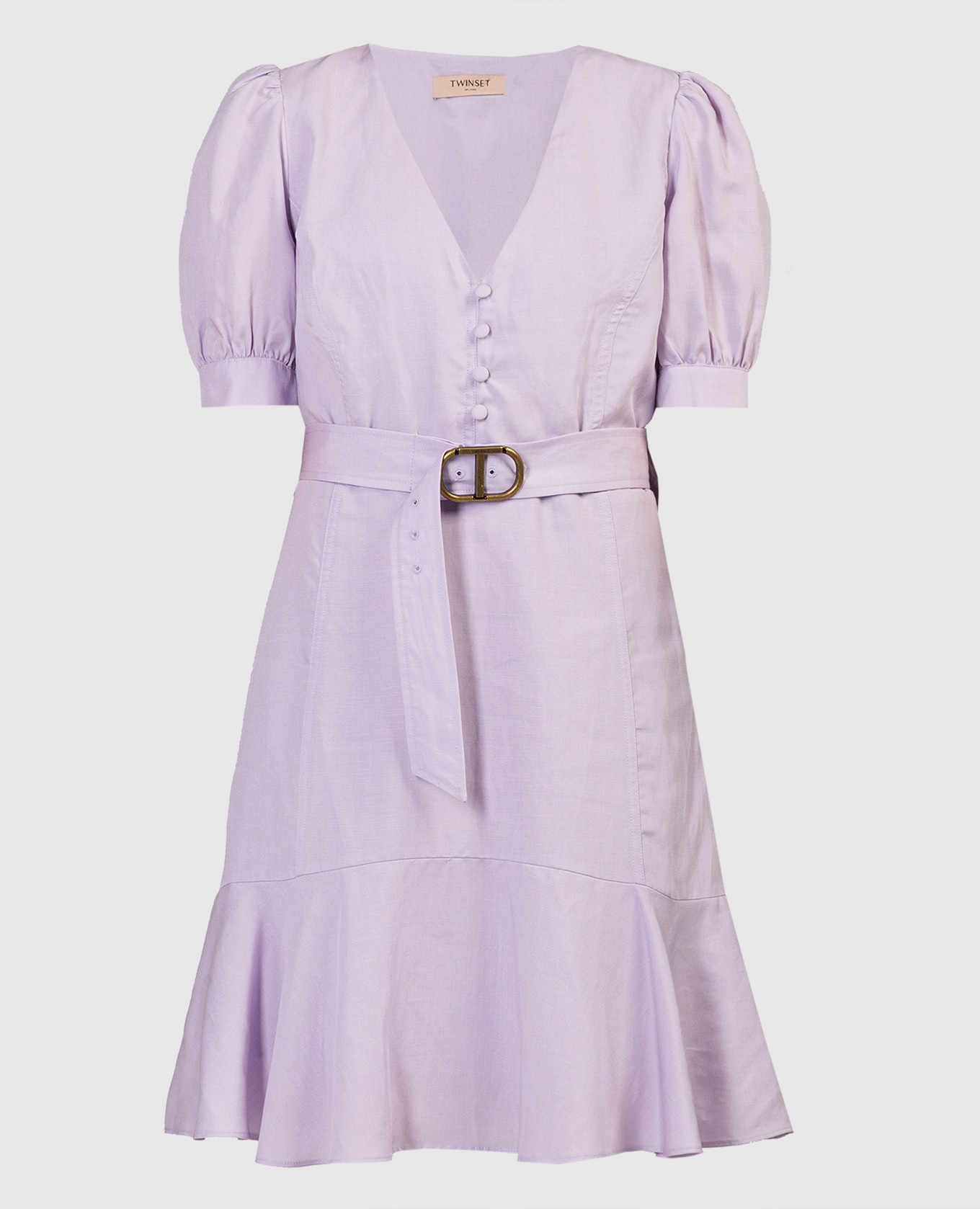 

Purple linen dress with flounce Twinset, Violet