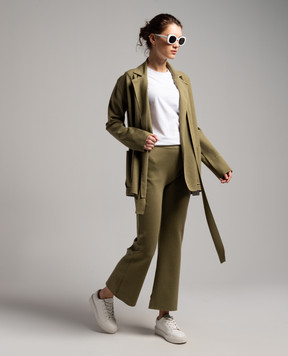 JOSEPH Khaki flared pants with silk JF008252