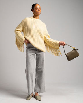 LISA YANG Yellow cashmere sweater with fringe 2023323
