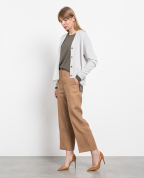 Brunello Cucinelli Khaki silk blouse with manil chain MF948DA110
