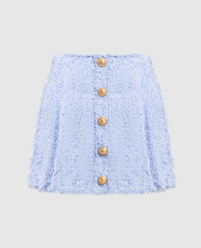 Balmain Blue tweed mini skirt AF0LA158XC67