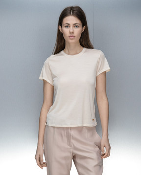 Tom Ford Beige silk T-shirt with logo TSJ567JEX078