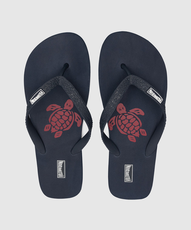 ! VILEBREQUIN Copp In Blue flip flop Vilebrequin - Copp Turtle Logo Flip Flops in Blue COPU3500  main image 4