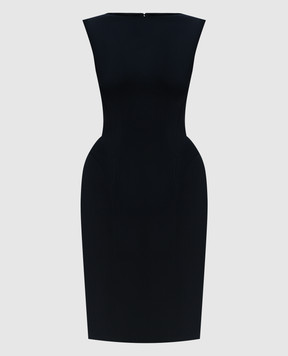 Thierry Mugler Vestido tubo negro con costuras decorativas 23W1RO1362470