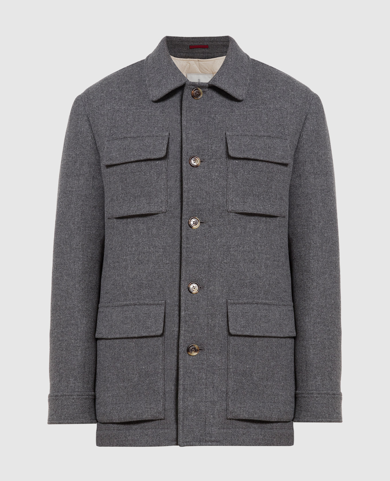 Gray wool and cashmere coat brunello cucinelli