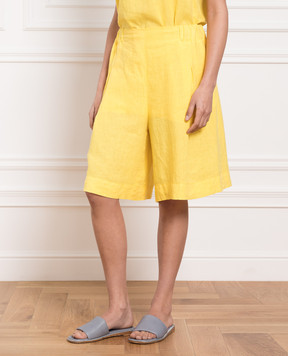 ANNECLAIRE Yellow linen shorts D0227405