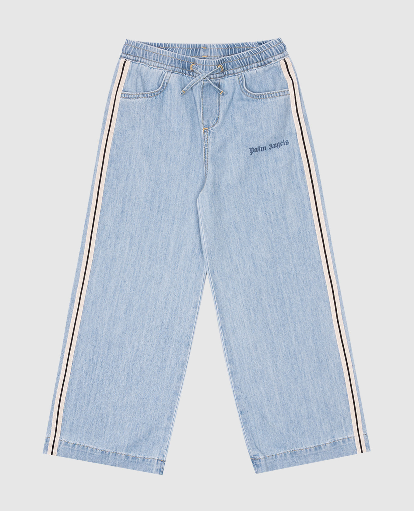 

Children's blue jeans with stripes and logo Palm Angels, Light blue