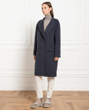 Brunello Cucinelli Blue double-breasted wool and cashmere coat MD5329728P