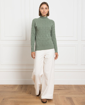 Babe Pay Pls Green sweater made of cashmere in a textured pattern MD9701305341TR