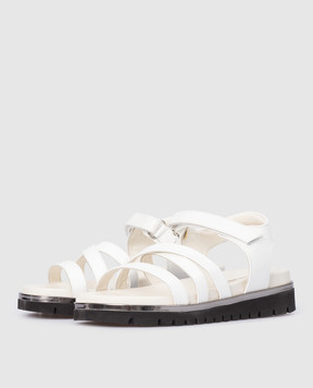 Zecchino D'oro Children's white patent leather sandals with contrasting soles F3666012829