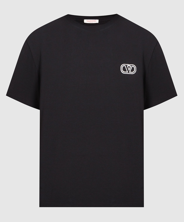 【関税込み】Valentino ブラック VLogo Patch コットン Tシャツ Cotton T-shirt With Vlogo Patch for Man in Black | Valentino US