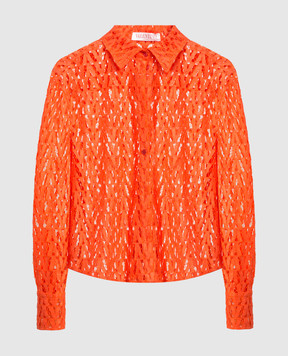 Valentino Orange cotton lace shirt XB3AB3A16W1