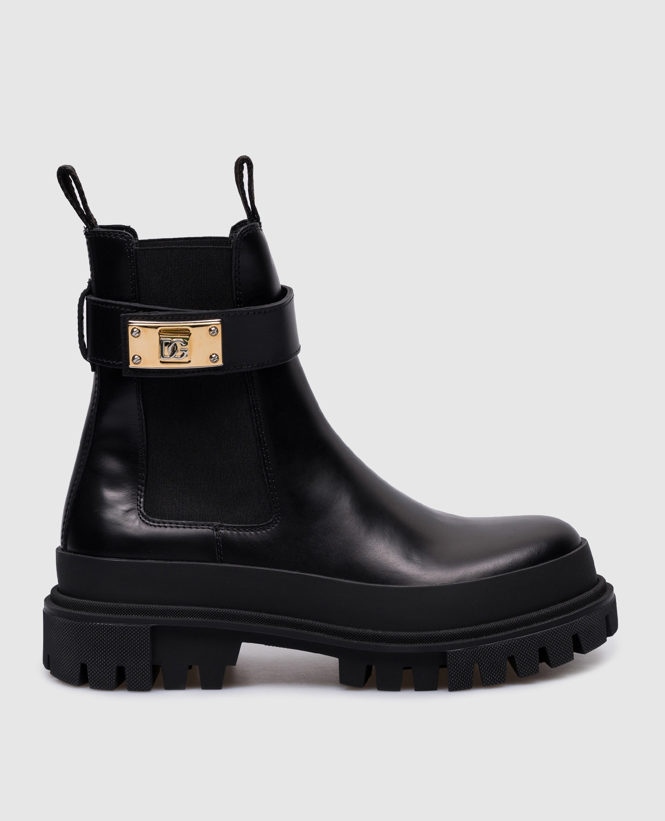 

Black leather Chelsea boots with metallic logo Dolce&Gabbana