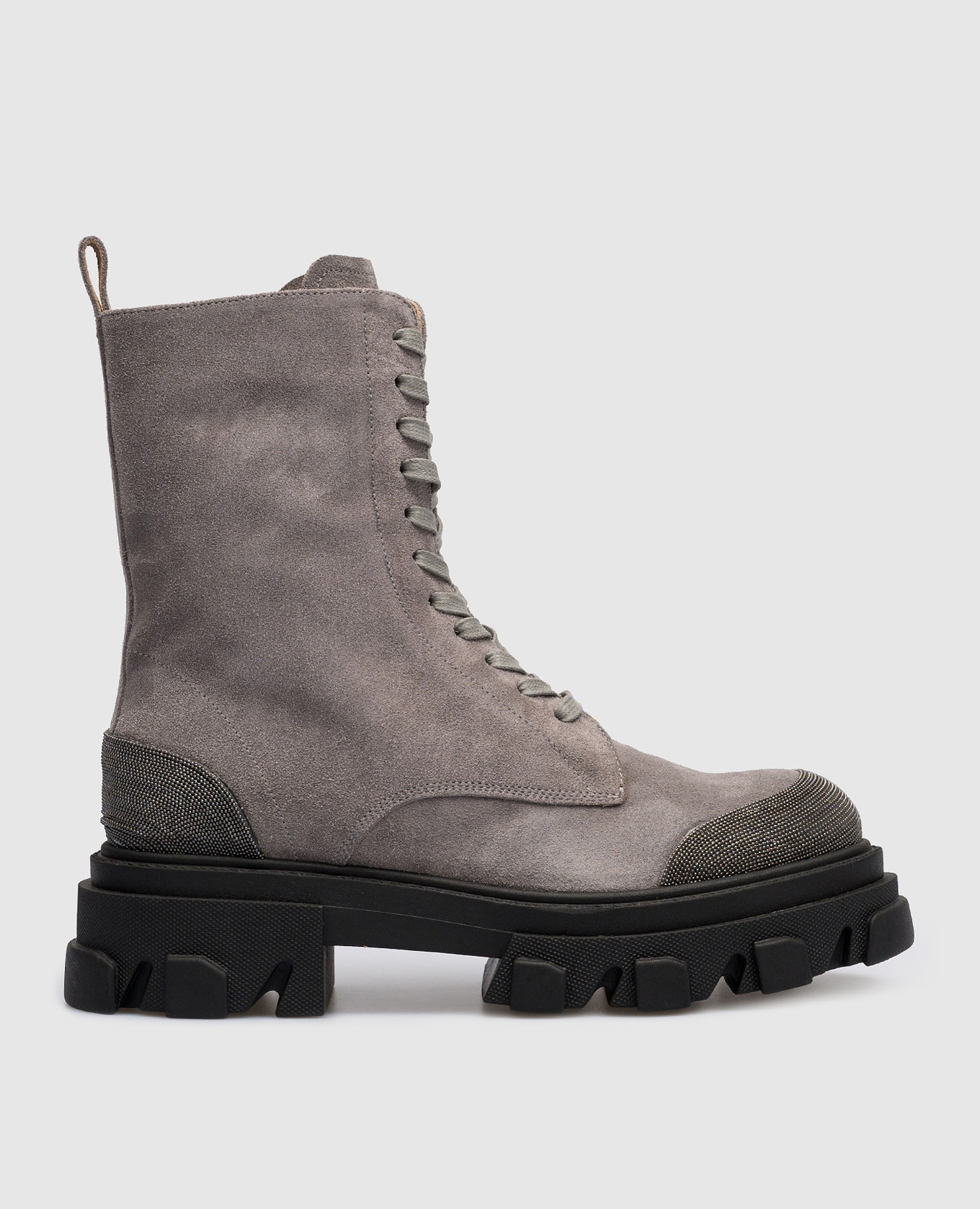 

Gray suede boots with monil chain Babe Pay Pls, Blue