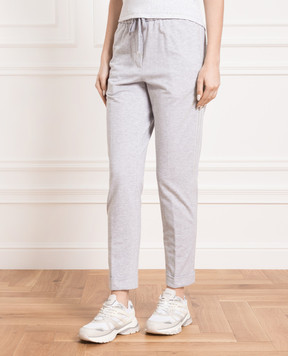 Peserico Gray melange sweatpants with stripes P04641J00D02379