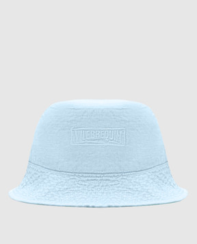 Vilebrequin Blue linen panama with logo embroidery BOHH3U10