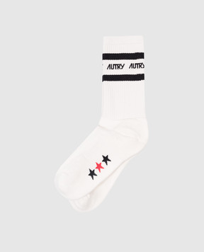 AUTRY White socks with contrasting logo pattern A54ESOPU66WKm