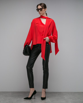 Victoria Beckham Red silk blouse with ascot collar 1423WTP004967A