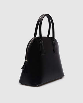 The Row Nina logo black leather bag W1602L60