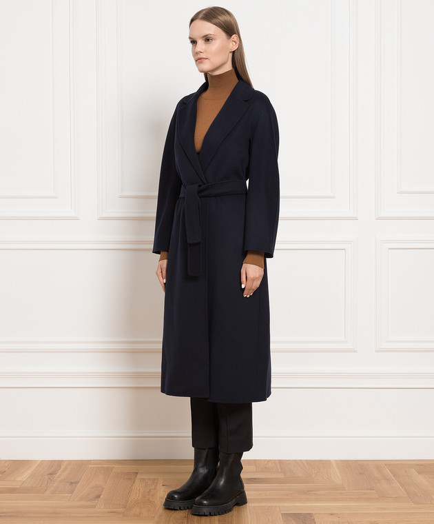 Navy wool wrap coat online