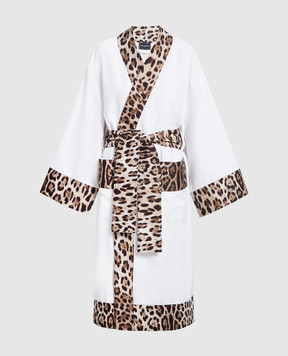 Dolce&Gabbana White robe with an animalistic pattern TCF010TCAGO
