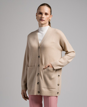 Allude Beige wool and cashmere cardigan 23517040