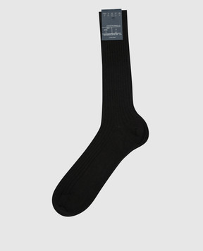 Bresciani Black cashmere and silk ribbed socks MC016UN0001XX