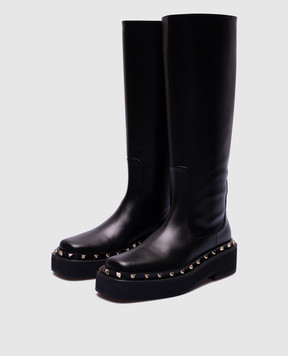 Valentino Rockstud Black Leather Boots 3W2S0HD8RPX