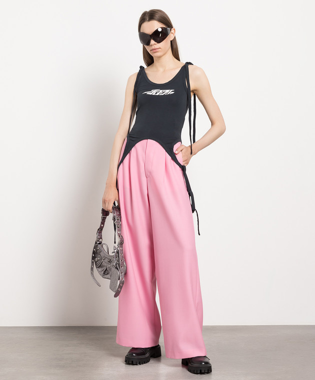 パンツ Y2K archive MCM black wide slacks sullen Y2k Jeans Hip Hop Letter Printed Black Pants Men Women 2025