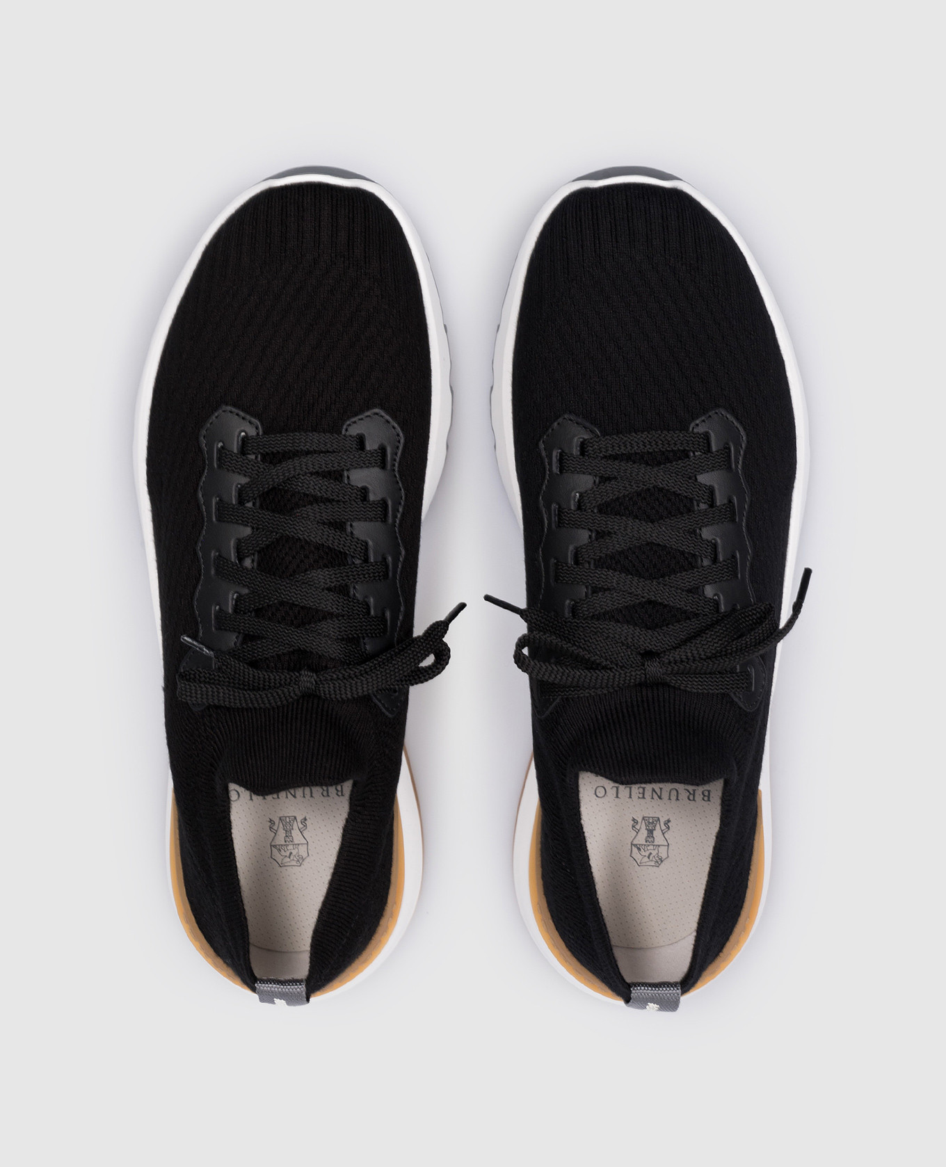 

Black sneakers made of wool with a logo Brunello Cucinelli
