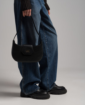 Babe Pay Pls Black leather hobo bag with logo MODELLO2