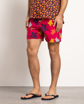 Vilebrequin Red Moorea printed swim shorts MOOC3B36