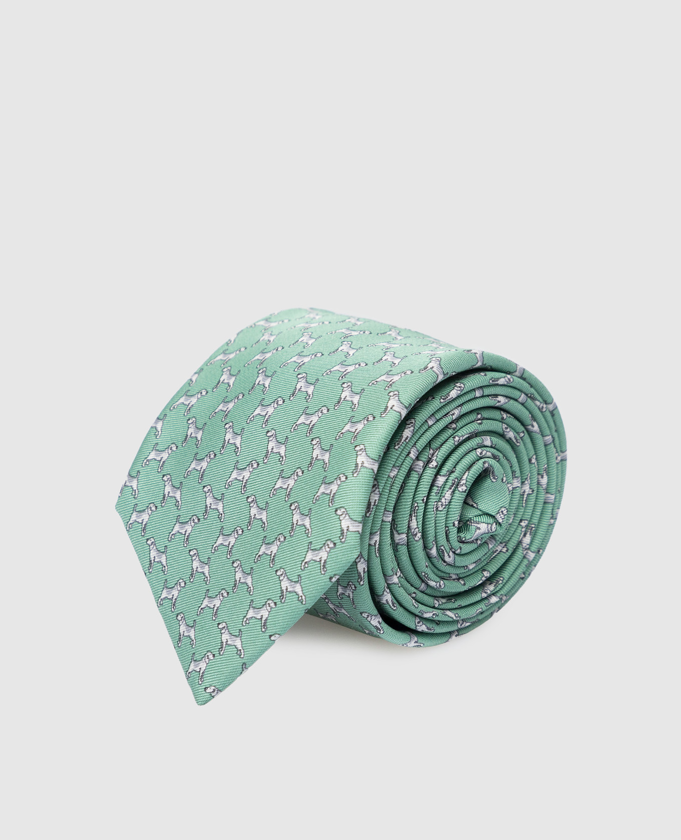 Children's silk light green set of patterned tie and pache scarf stefano ricci
