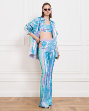 David Koma Blue shirt with sequins SS23DK23T