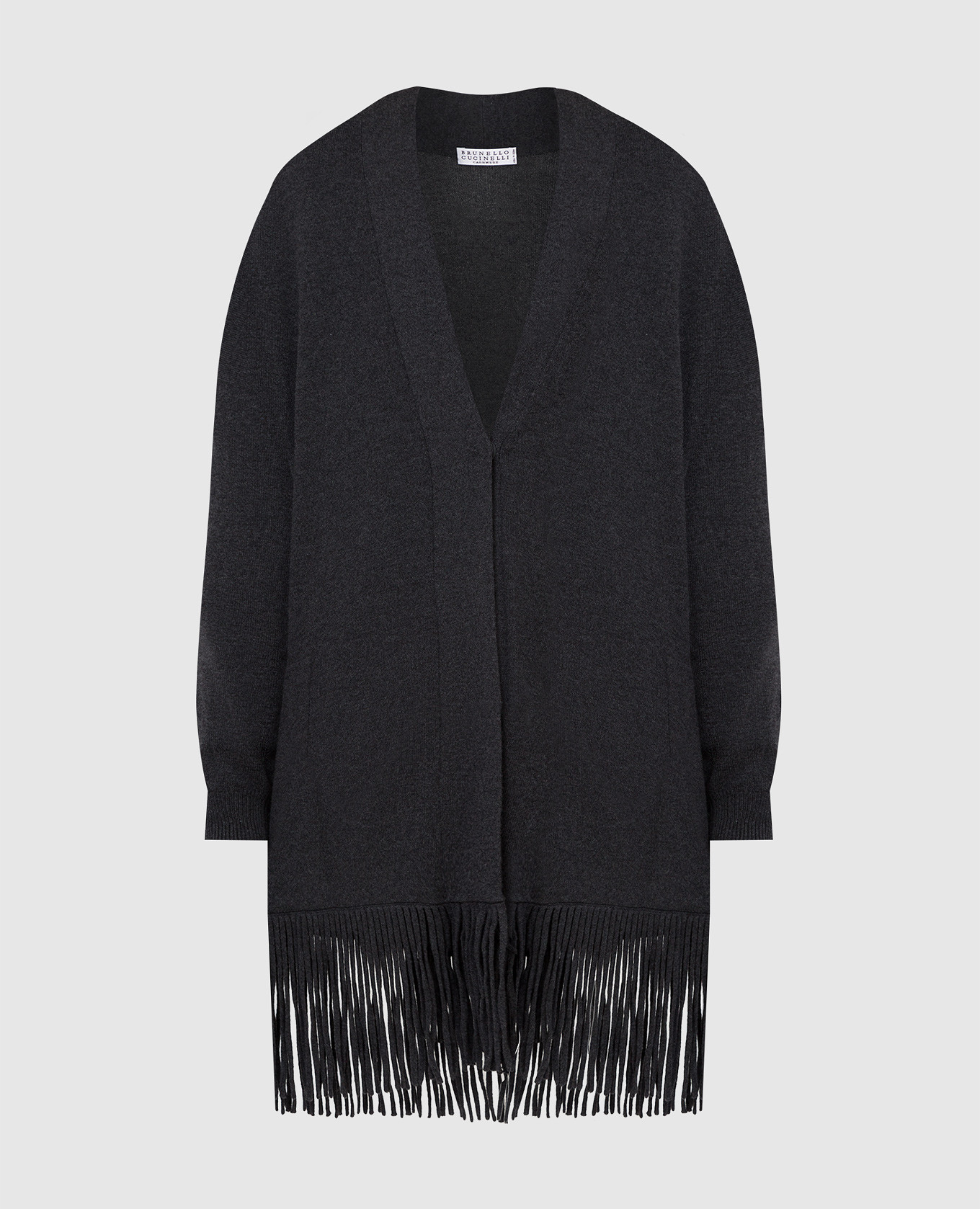 

Cashmere cardigan with fringes Brunello Cucinelli, Серый