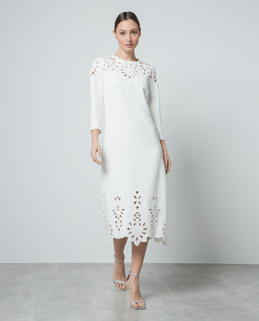 Ermanno Scervino White midi dress with embroidery D442Q350ILM