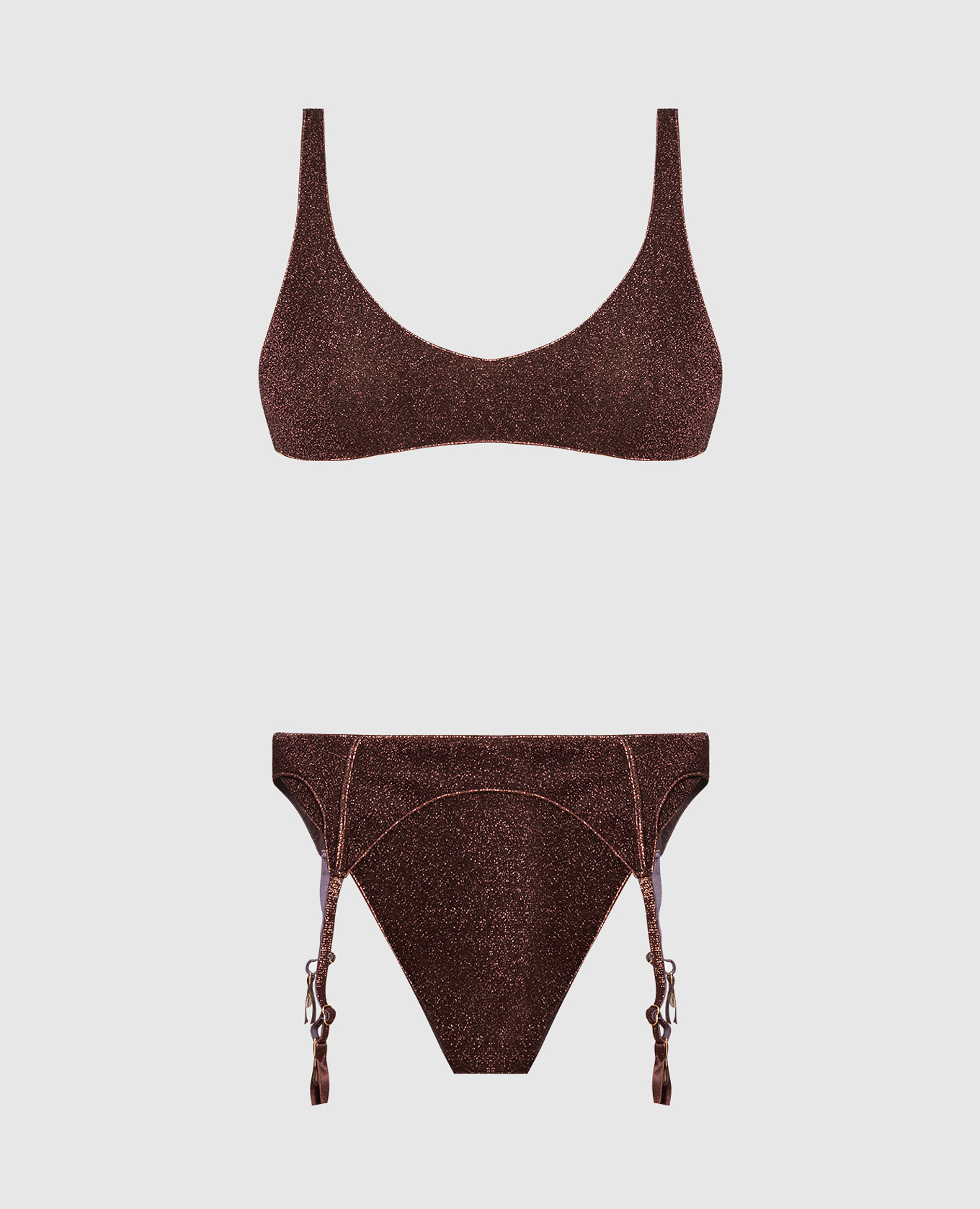 

Lumiere Sporty belt brown underwear set with lurex Oseree