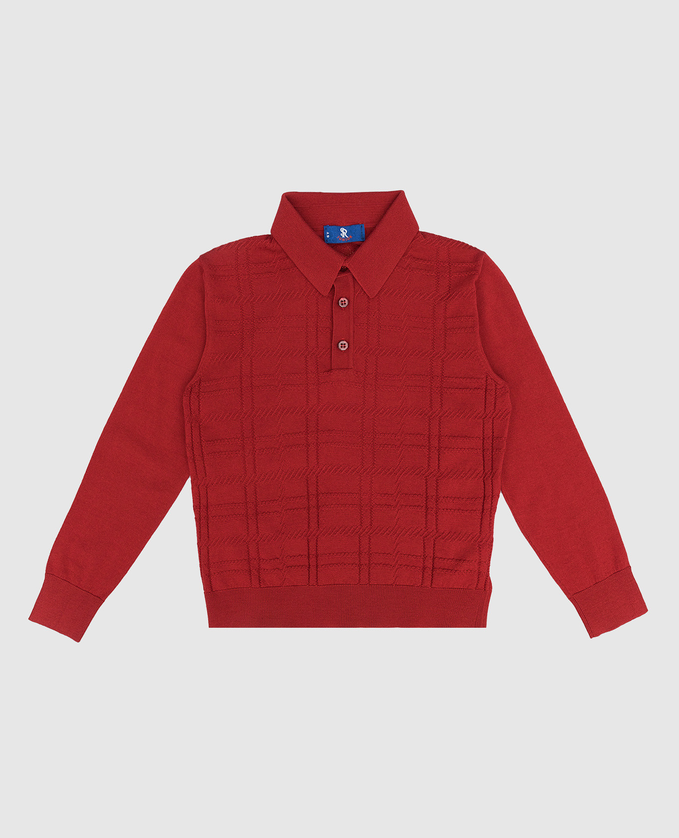 Children's red wool polo shirt with a textured pattern stefano ricci