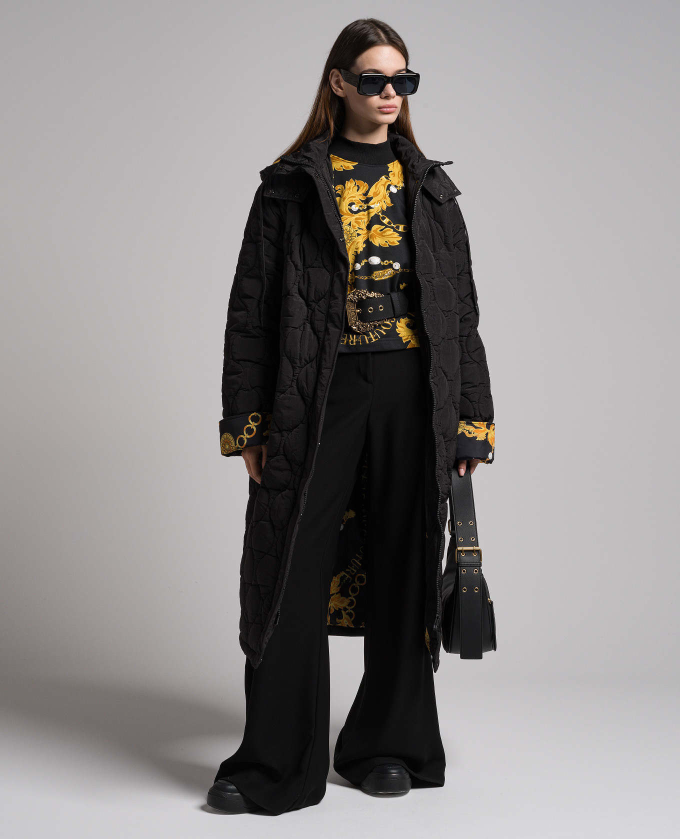 Black quilted jacket with Chain Couture print Versace Jeans Couture 2