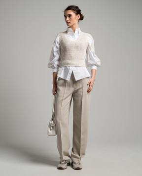 Brunello Cucinelli Beige linen vest with sequins MDV796800