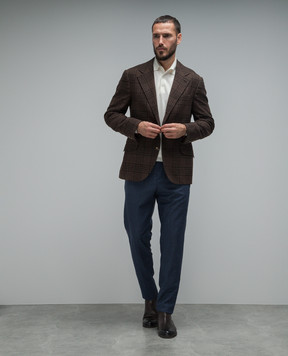 Marco Pescarolo Chiaiam blue patterned wool and cashmere tapered trousers CHIAIAM48PR2