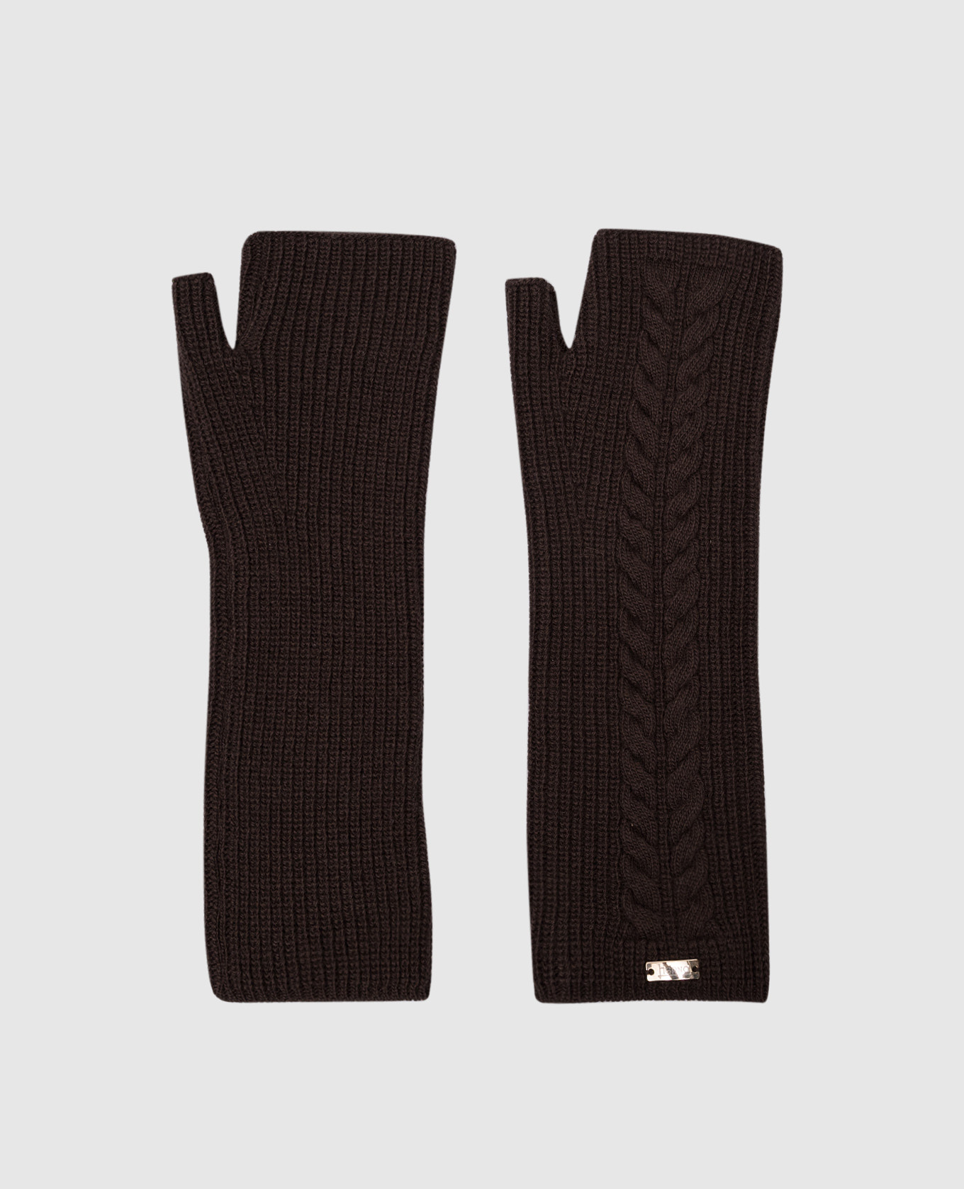 

Brown mittens made of wool with a textured pattern Herno