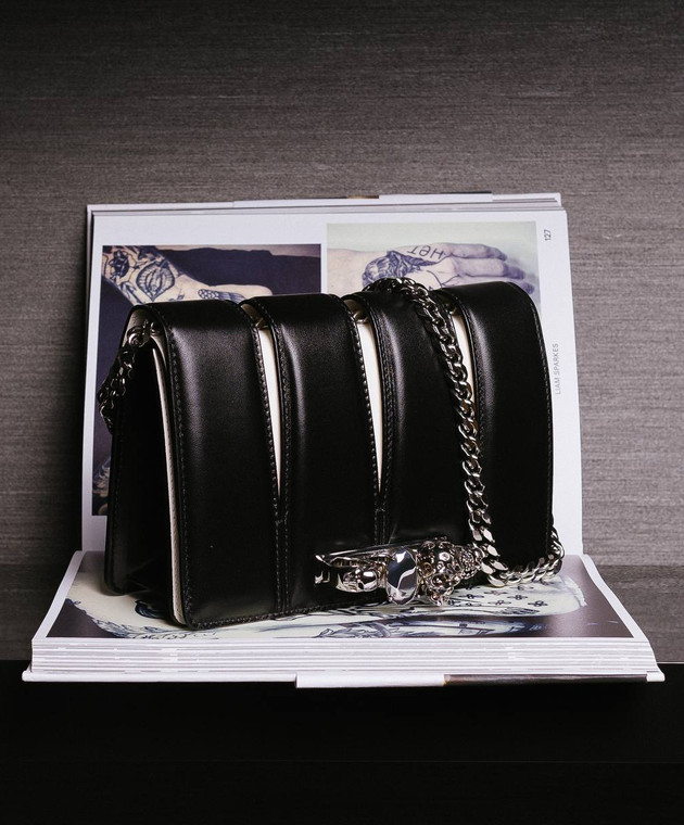 Alexander McQueen - The Slash black leather messenger bag