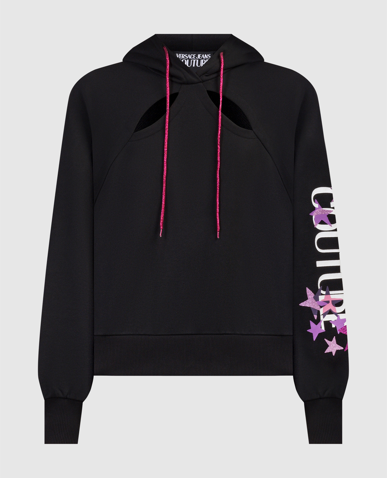 

Logo print hoodie in black with a curved neckline Versace Jeans Couture