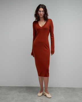 Enrico Mandelli Brown midi dress made of wool A7KD275252