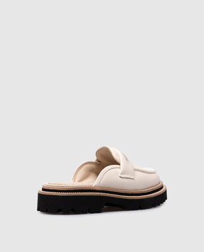 Peserico Beige leather mules with a monil chain S39610C0RCC026