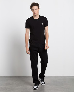 Dolce&Gabbana Black T-shirt with logo embroidery M8C03JFUECG