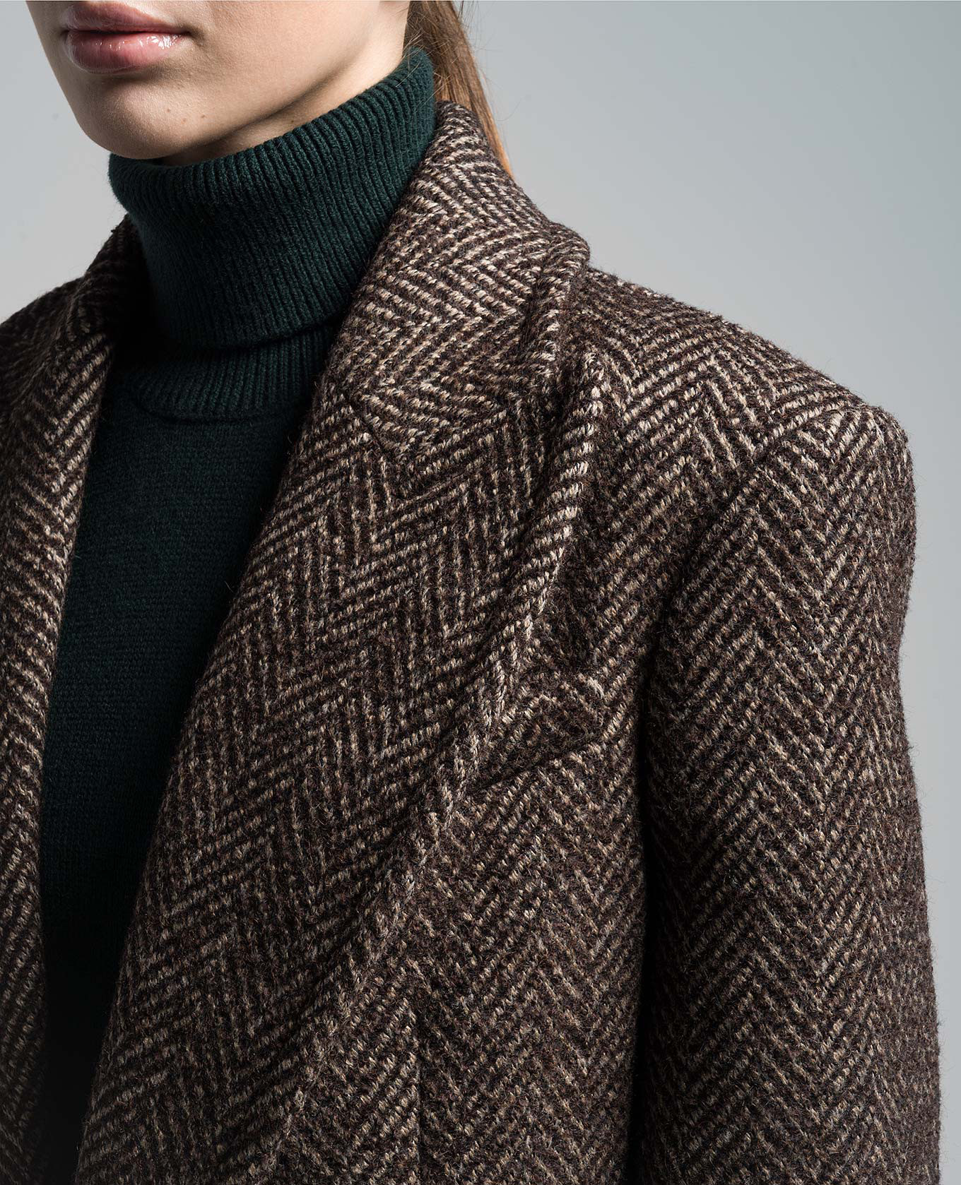 Brown patterned wool and silk tweed coat Michael Kors 5