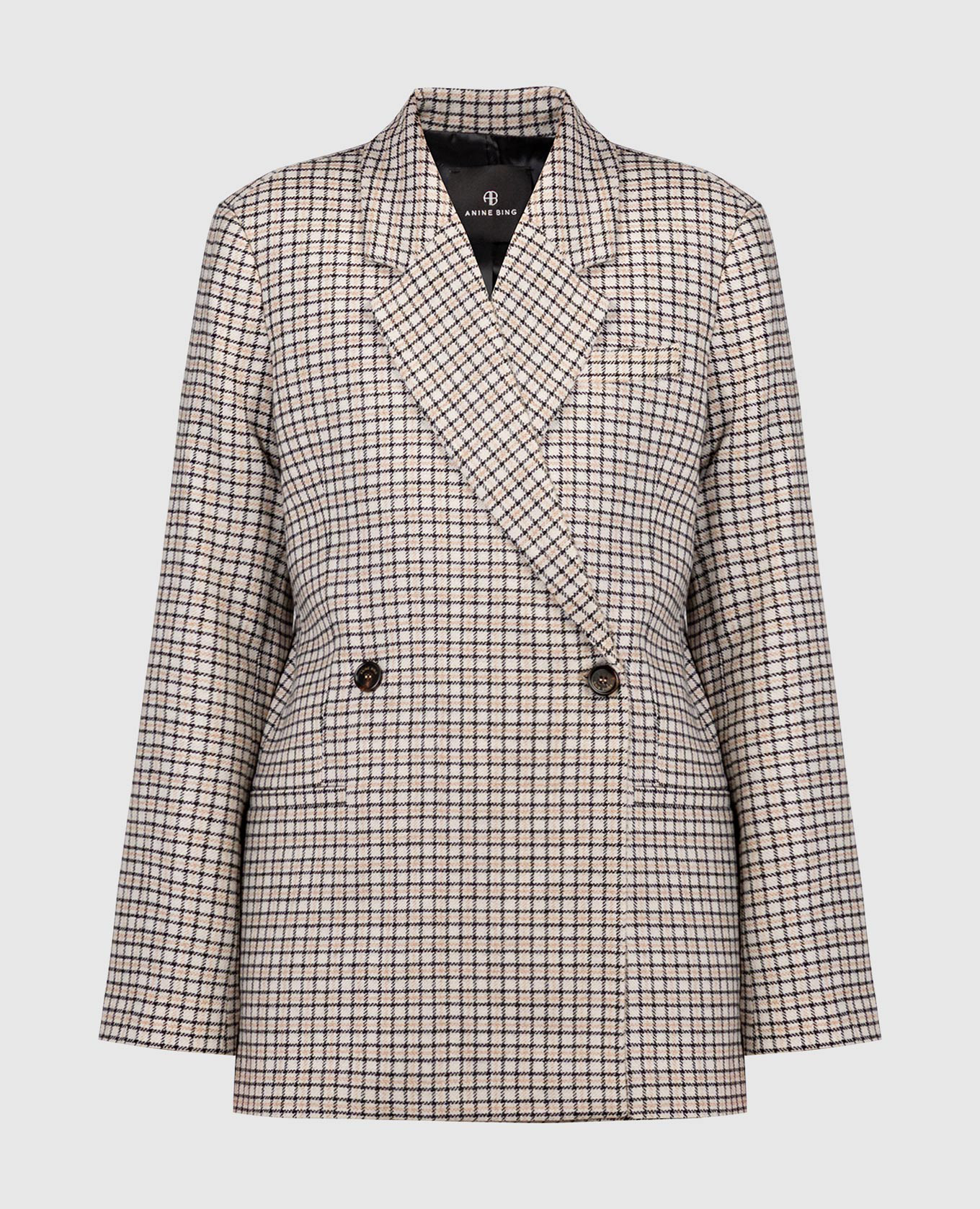 

Beige KAIA double-breasted check wool jacket Anine Bing